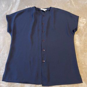 Liz Claiborne Navy Buttondown Short Sleeved Blouse 6P